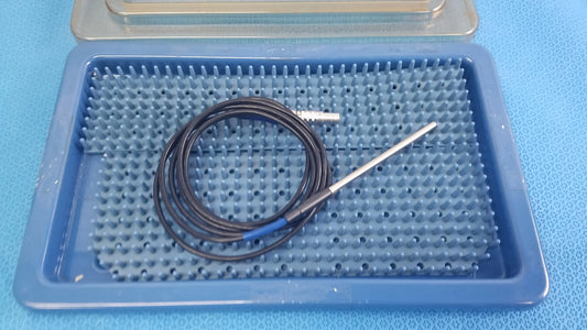 Stryker 0406-650-400 multigen 2 sterilization box with black coiled electrode probe and blue connector for reuse medical equipment