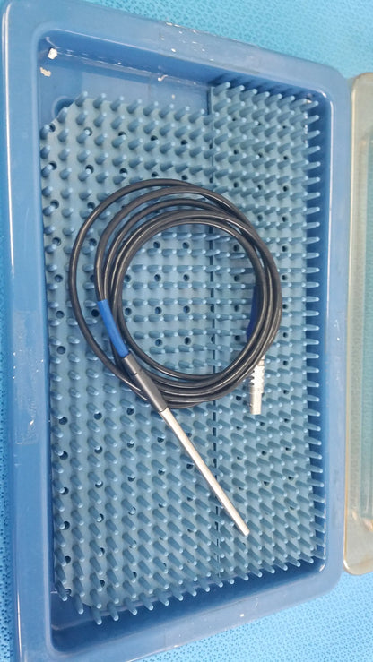 Stryker 0406-650-400 multigen 2 sterilization box with coiled black electrode probe and blue connector for reuse medical equipment