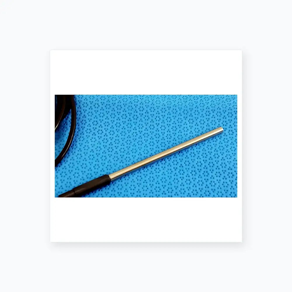A sleek metallic electrode probe with black grip on blue surface for Stryker 0406-650-400 reuse medical equipment box