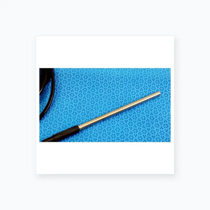 A sleek metallic electrode probe with black grip on blue surface for Stryker 0406-650-400 reuse medical equipment box