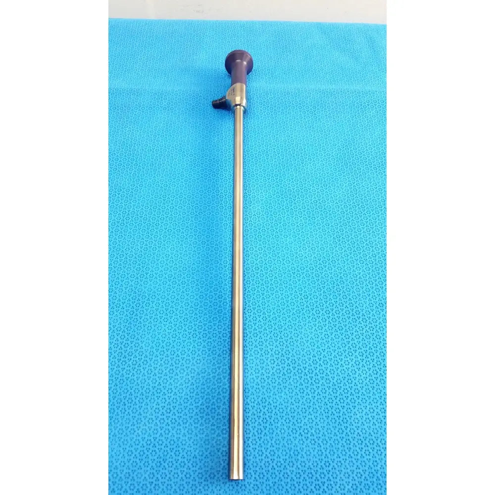Purple-handled stryker precision 10mm 0° autoclavable endoscope with metallic shaft for surgical use