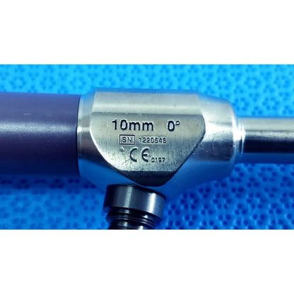 Silver precision 10mm autoclavable endoscope with 0° angled tip and engraved serial number by stryker