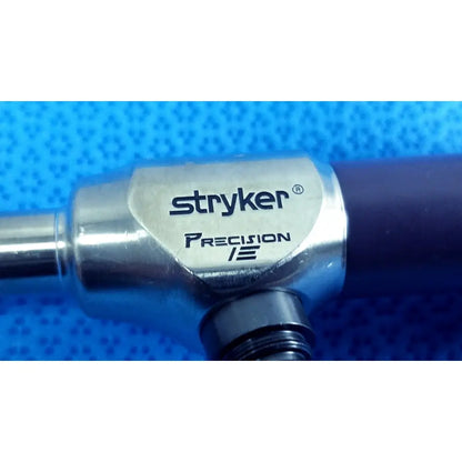 Stryker 0502-103-030 precision 10mm 0° autoclavable endoscope with metallic silver body and black grip for reuse medical use