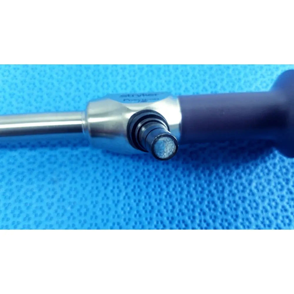 Silver and black stryker precision 10mm 0° autoclavable endoscope with textured grip for reuse medical procedures