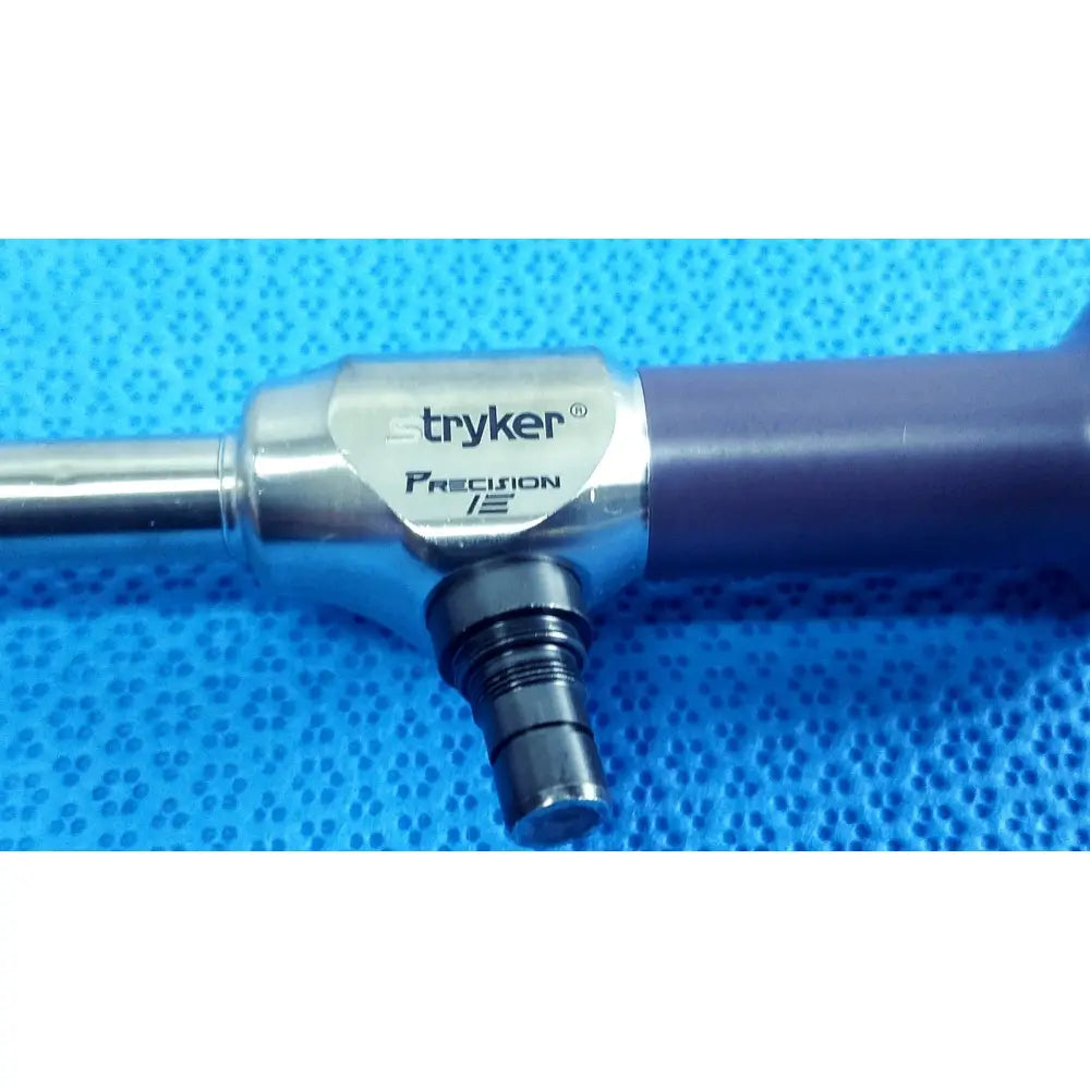 Stryker precision 10mm 30° autoclavable endoscope with metallic silver head and dark purple handle