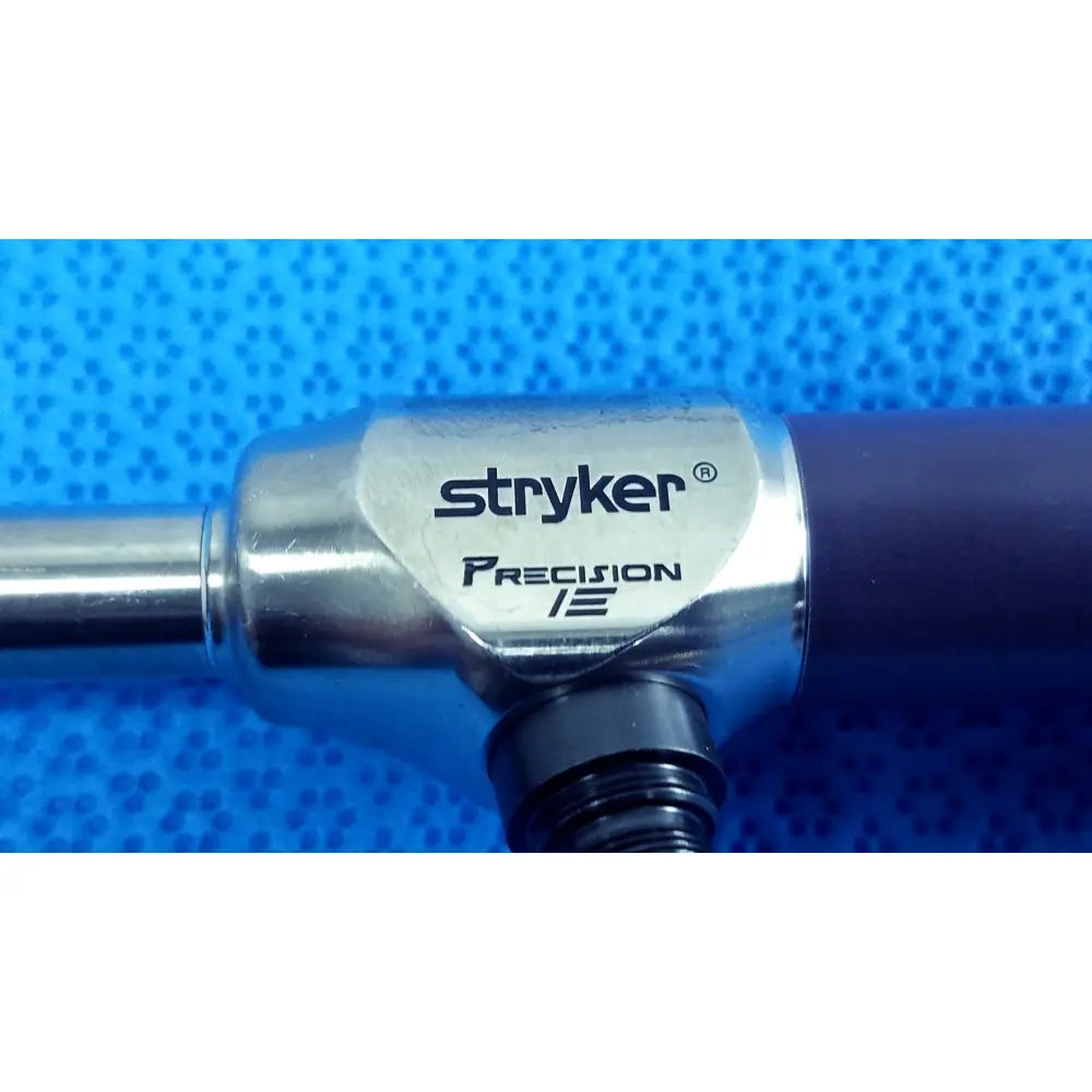 Stryker 0502-103-030 precision 10mm 30° autoclavable endoscope with metallic silver body and black grip surgical instrument