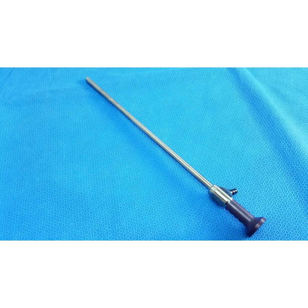 Silver surgical endoscope with dark purple handle and metallic joints precision 10mm 30° autoclavable by Stryker