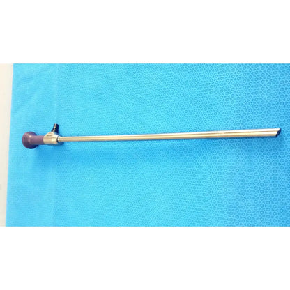 Silver surgical precision 10mm 30° autoclavable endoscope with purple-handled control knob and black tip by Stryker