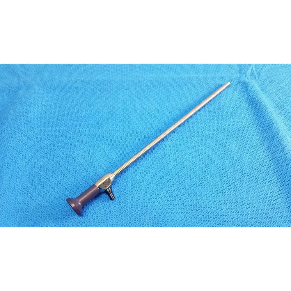 Silver surgical stryker precision 10mm 30° autoclavable endoscope with purple handle and metallic joints
