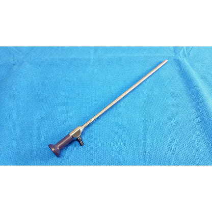 Silver surgical stryker precision 10mm 30° autoclavable endoscope with purple handle and metallic joints