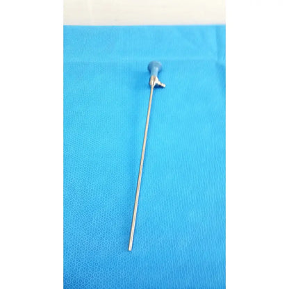 Blue-handled ideal eyes 5mm autoclavable endoscope with slender metallic shaft and small valve by stryker