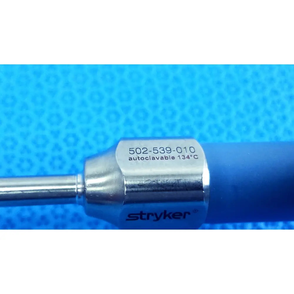 Silver metallic stryker ideal eyes 5mm autoclavable endoscope with blue handle model 0502-503-010