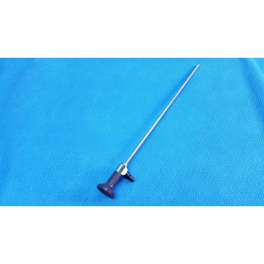 A sleek metallic stryker 5.5mm 0° autoclavable endoscope with dark purple ergonomic handle and silver shaft for reuse medical use