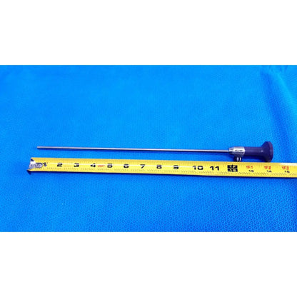 Slender metallic stryker 5mm 0° autoclavable endoscope with dark purple ergonomic handle and silver shaft for reuse medical use