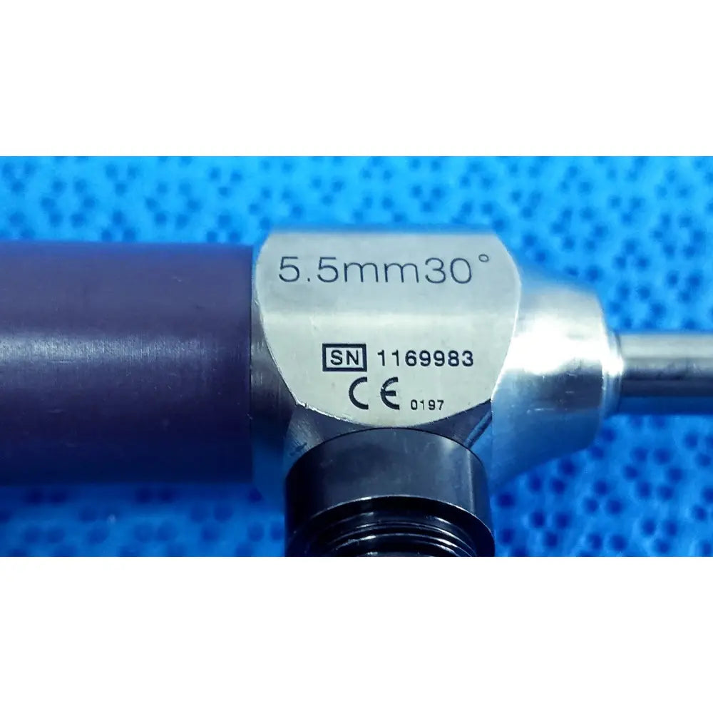 Silver-colored stryker 5.5mm 0° autoclavable endoscope with metallic finish and engraved specifications for reuse medical use