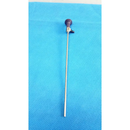 Purple-handled Stryker 5.5mm 0° autoclavable endoscope with long slender metallic shaft for reuse medical applications