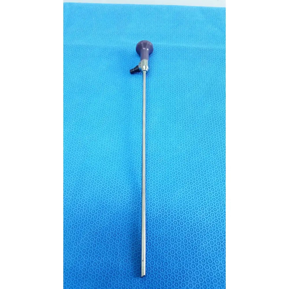Stryker 0502-503-030 precision 5.5mm 0° autoclavable endoscope with purple handle and slender metallic shaft for reuse medical use