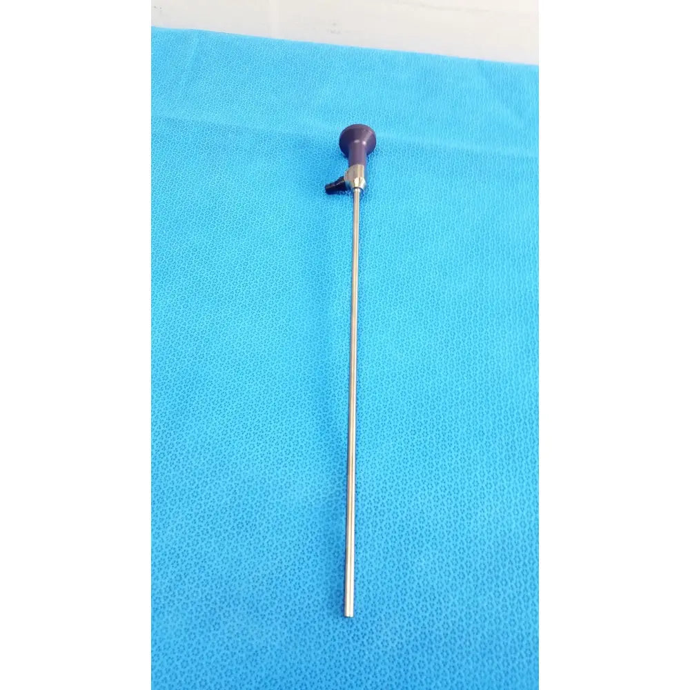 Stryker 5.5mm 0° autoclavable endoscope with purple handle and slender metallic shaft for reuse medical procedures