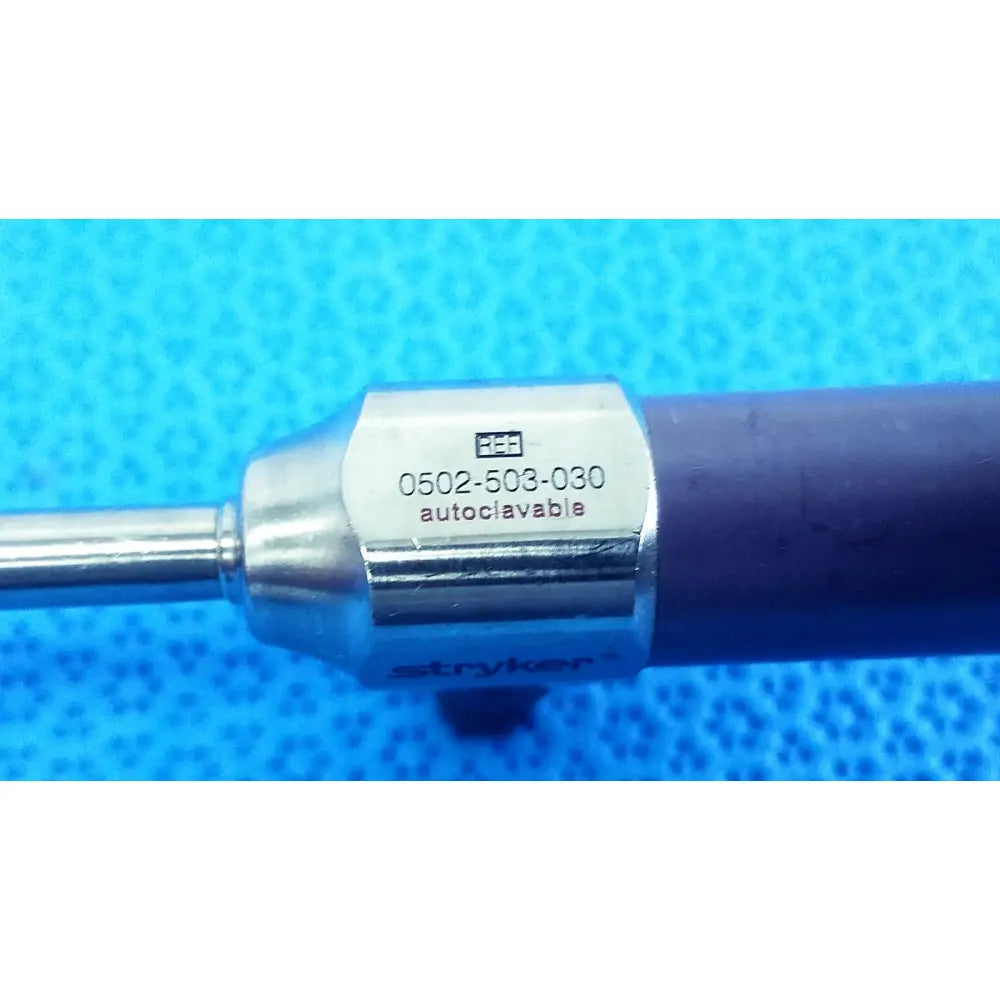 Stryker 0502-503-030 silver metallic autoclavable endoscope handle with purple grip 5mm 0° reuse medical instrument