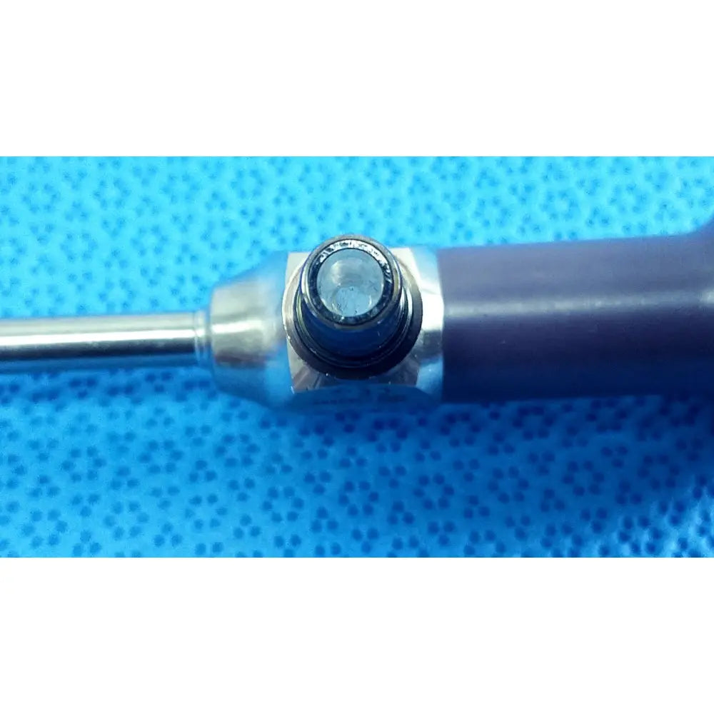 Purple-handled stryker 5mm 0° autoclavable endoscope with metallic shaft and circular transparent lens for reuse medical use