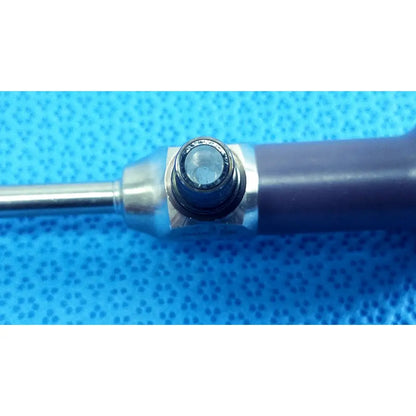 Purple-handled stryker 5mm 0° autoclavable endoscope with metallic shaft and circular transparent lens for reuse medical use