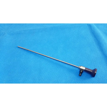 Silver stryker 0502-503-030 precision 5.5mm 0° autoclavable endoscope with dark purple handle and metallic joints for reuse medical use