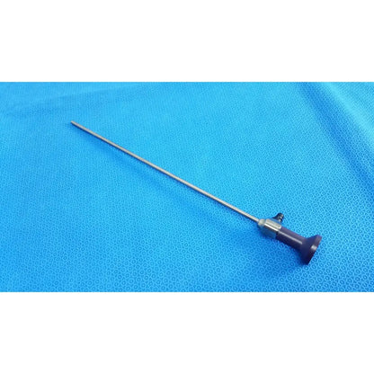 Silver stryker 0502-503-030 precision 5.5mm 0° autoclavable endoscope with dark purple handle and metallic joints for reuse medical procedures