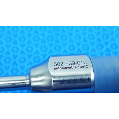 Silver metallic stryker ideal eyes 5mm autoclavable endoscope with engraved serial number and autoclave markings