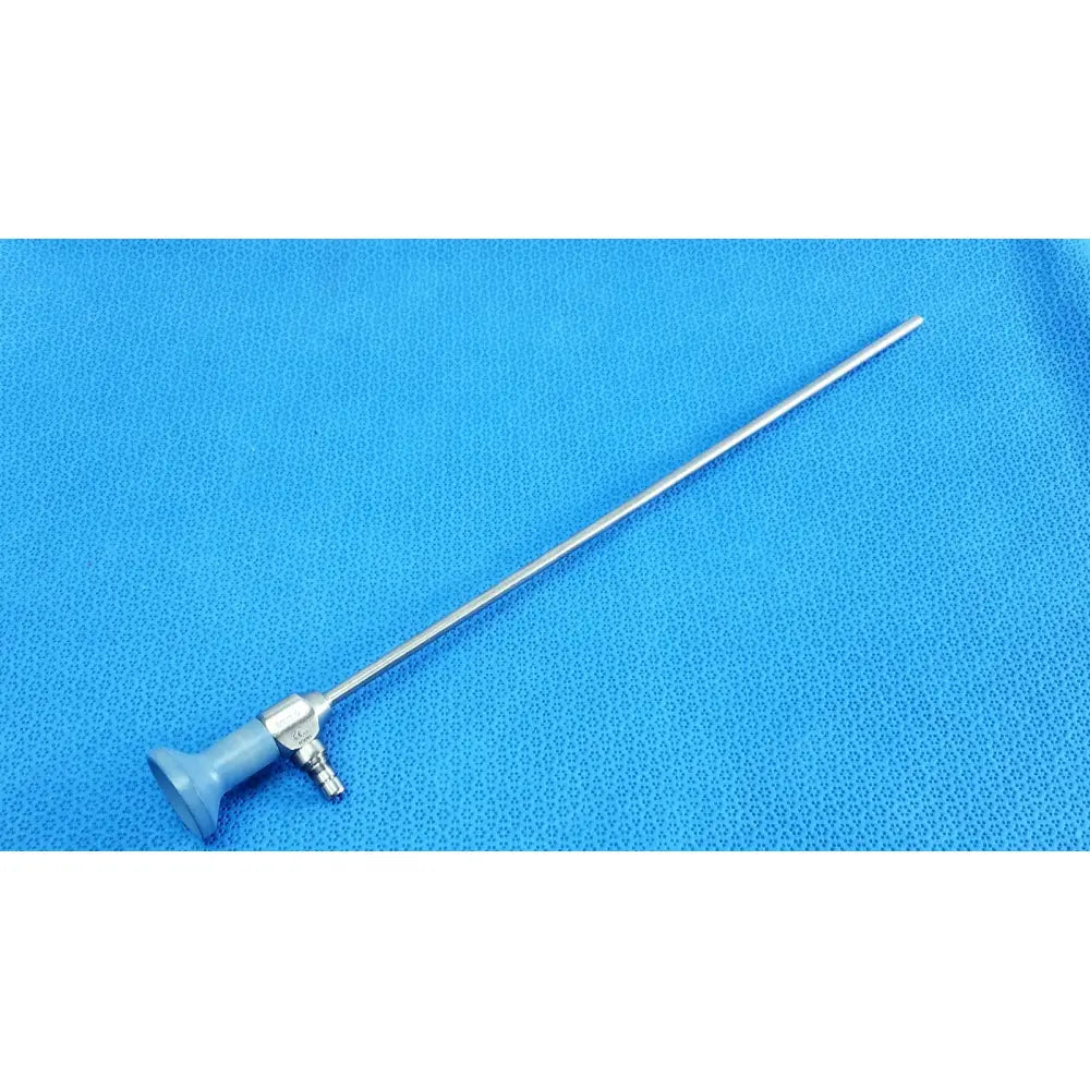 Silver surgical endoscope with light blue ergonomic handle and metallic joints ideal eyes 5mm autoclavable model