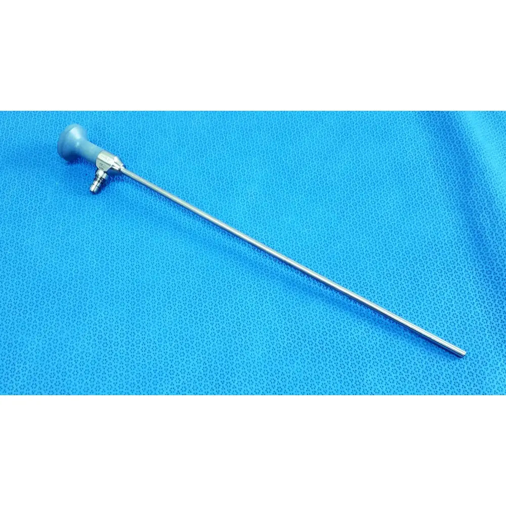 Silver surgical Stryker ideal eyes 5mm endoscope with gray ergonomic handle and metallic joints for precise procedures