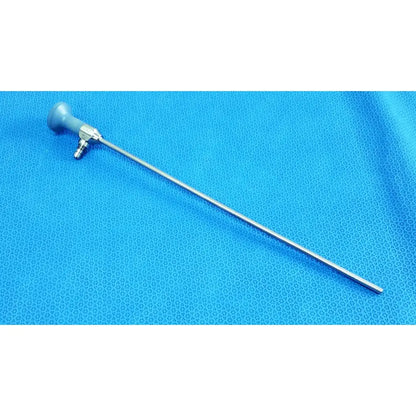 Silver surgical Stryker ideal eyes 5mm endoscope with gray ergonomic handle and metallic joints for precise procedures