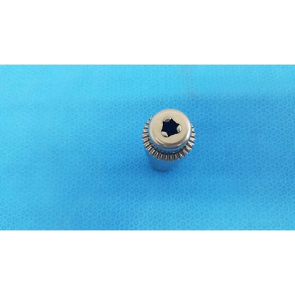 Silver-colored metal stryker 1/4 inch drill attachment with hexagonal drive for reuse medical orthopedic instruments