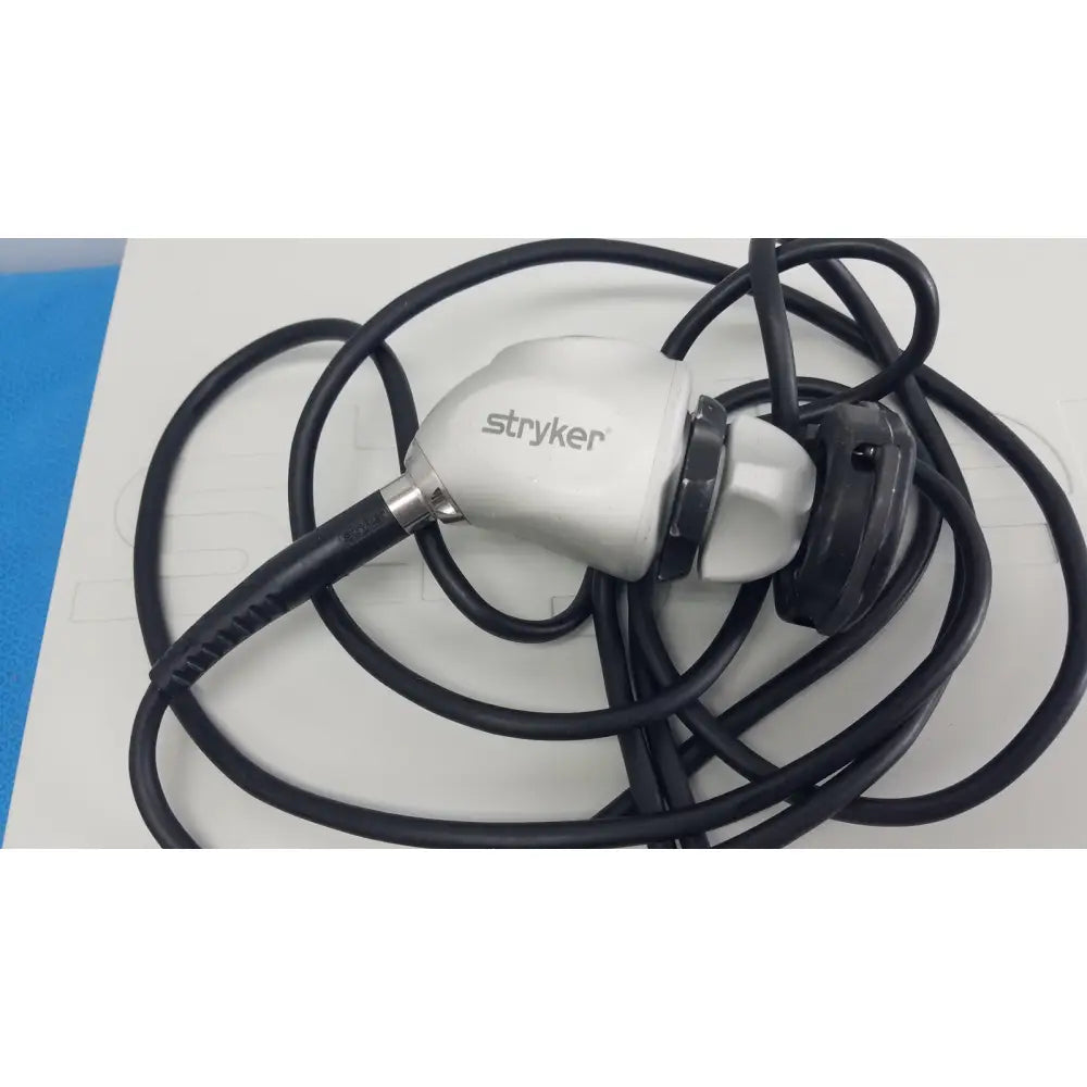 Silver stryker endoscope camera head with black coiled cable for reuse medical in stryker 1488 hd camera system