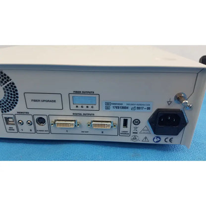 Back side of white stryker 1588 aim hd camera system with multiple ports and fiber output for reuse medical endoscopy