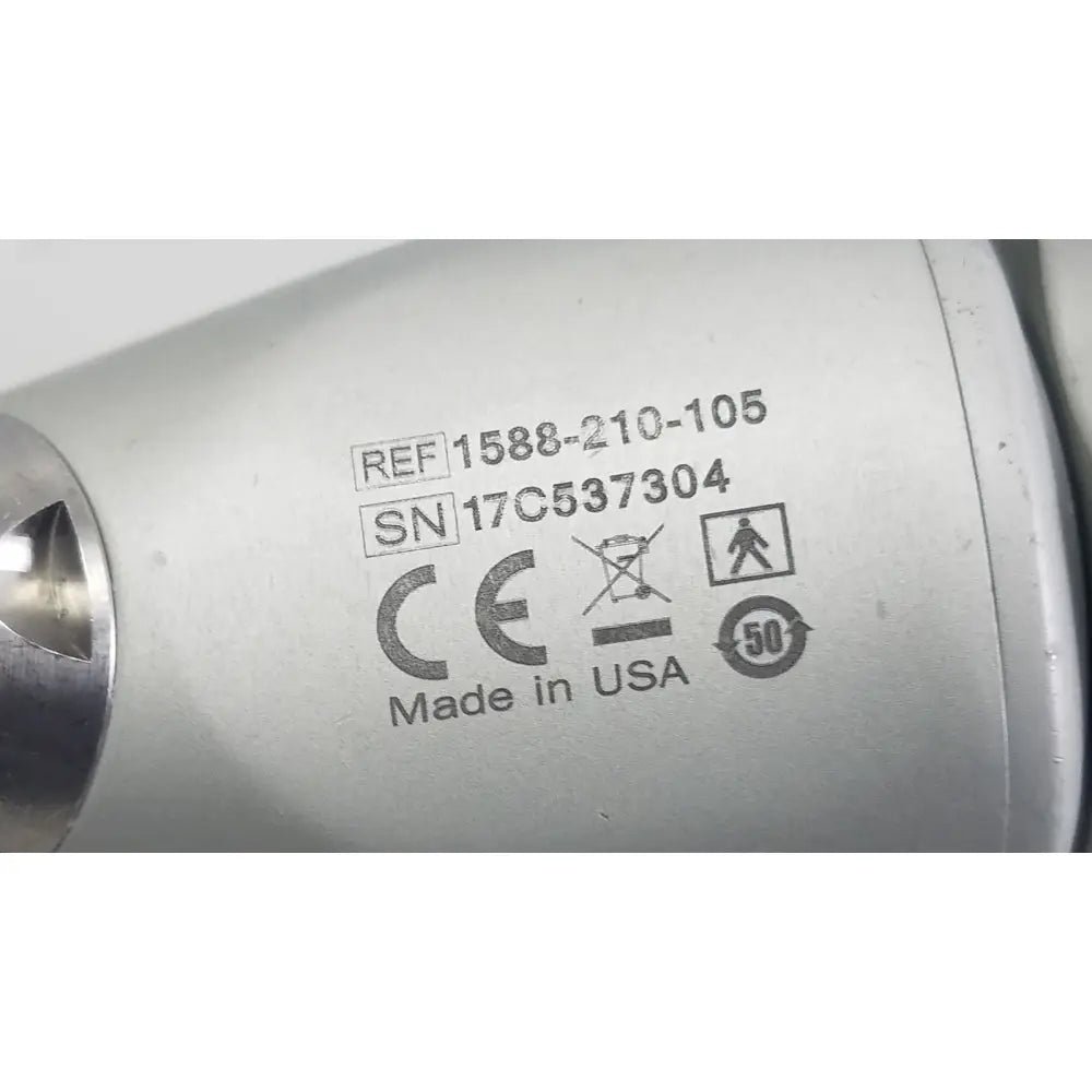 Silver cylindrical flashlight body with engraved serial numbers for stryker 1588 aim hd camera reuse medical system