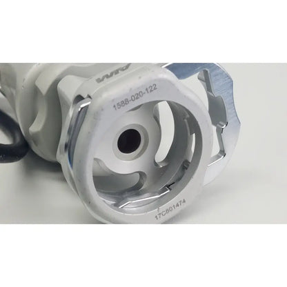 Silver metallic circular industrial connector with engraved serial numbers for stryker 1588 aim hd camera reuse medical use
