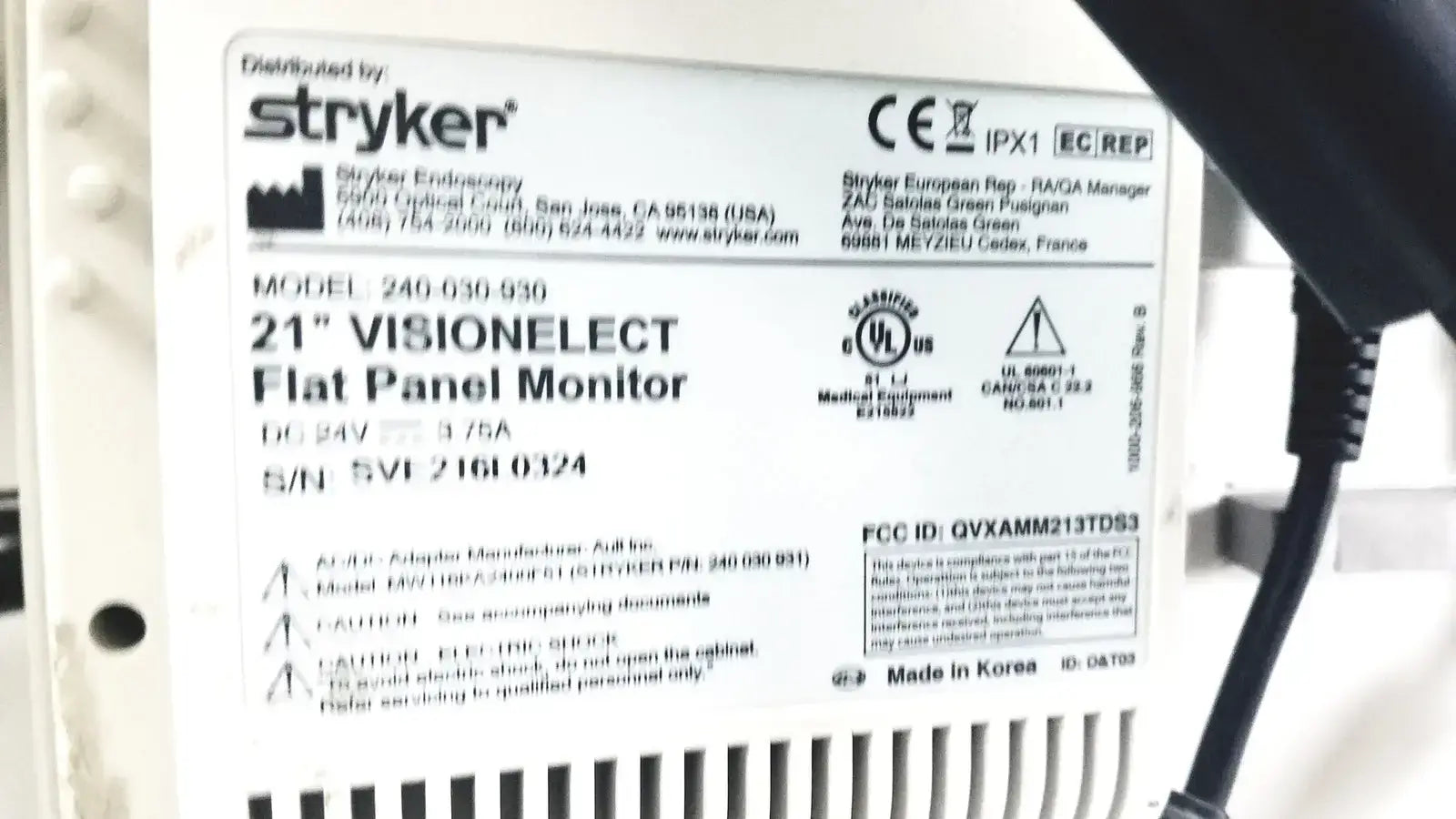 Stryker 21" Visionelect Falt Panel Monitor With High Defination Camera 1188 HD Surgical Video Monitor & Camera, as-is (for parts) product photo 11