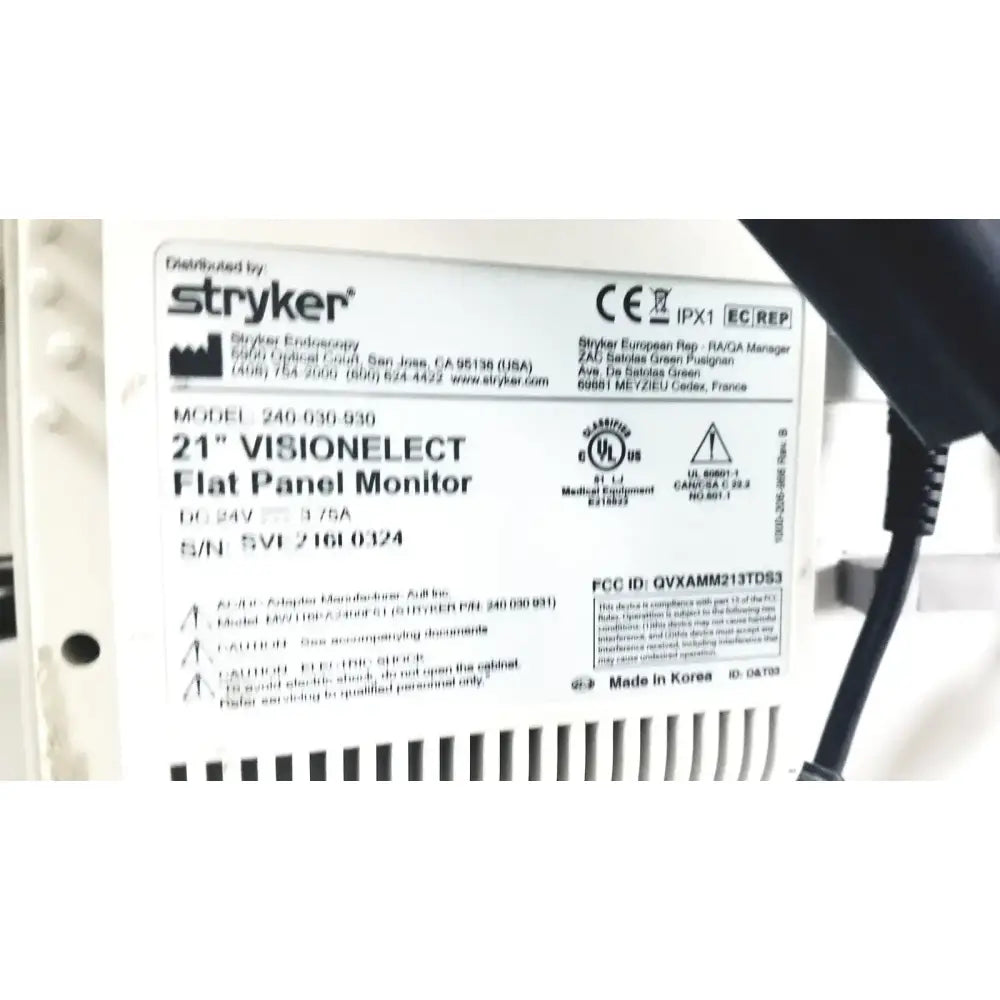 Stryker 21" Visionelect Falt Panel Monitor With High Defination Camera 1188 HD Surgical Video Monitor & Camera, as-is (for parts) product photo 11