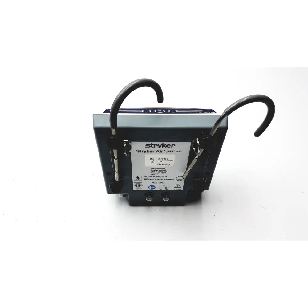 Black stryker 2861 low air loss pump with curved handles and model label for isoGel SPR Plus mattress system