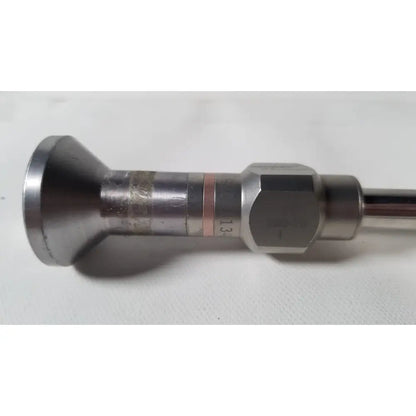 Stryker 380-10 silver metallic 10mm 0 degree rigid laparoscope with engraved markings and hexagonal section