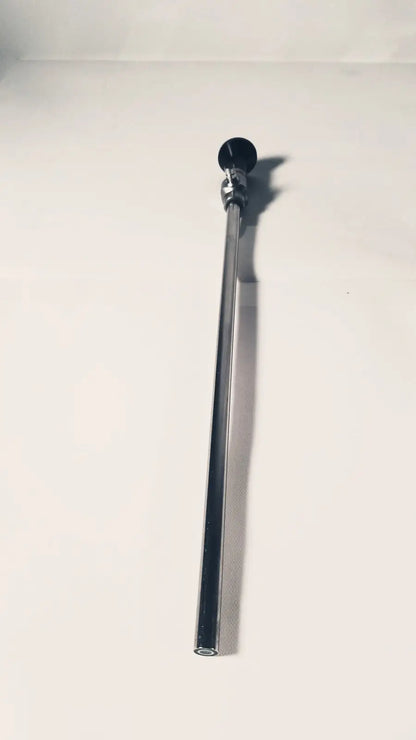 A sleek chrome 380-10mm 0 degree rigid laparoscope with a black spherical cap for precise surgical visualization