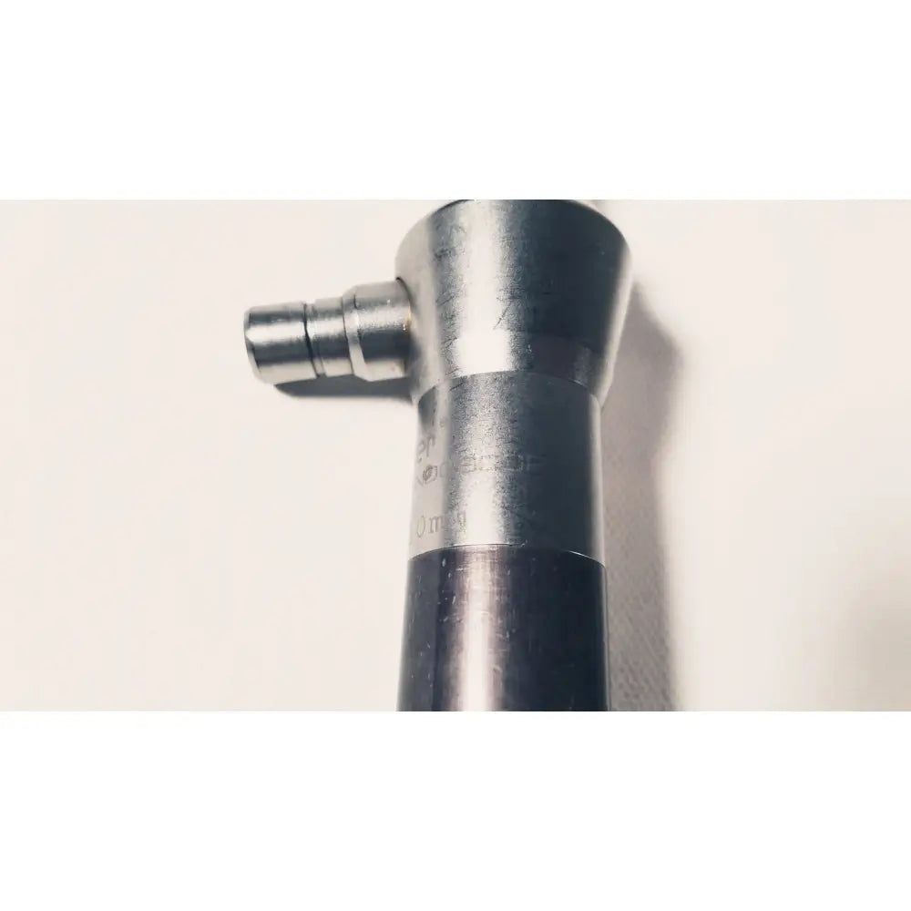 Silver metallic stryker 380-11 laparoscope 0 degree 10 mm with cylindrical body and angled connector for reuse medical use