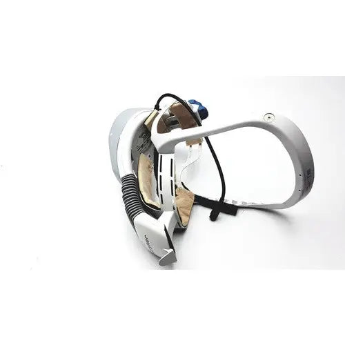 White and gray oculus quest 2 vr headset with black straps and textured grips shown with stryker 408-600-000 flyte helmet 0.47kg personal protection