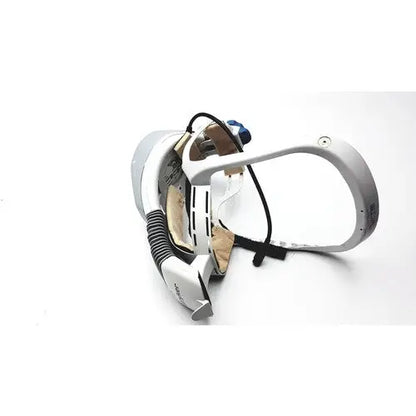 White and gray oculus quest 2 vr headset with black straps and textured grips shown with stryker 408-600-000 flyte helmet 0.47kg personal protection