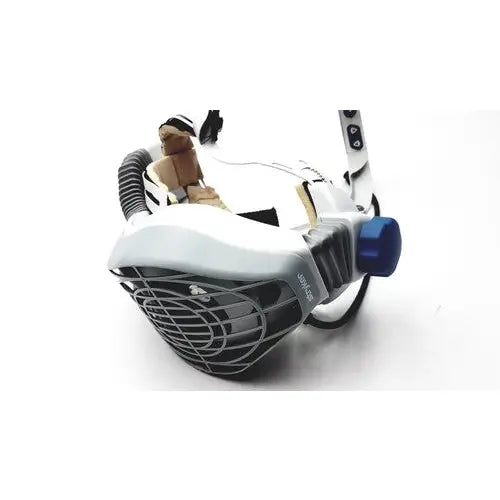 Stryker 408-600-000 flyte helmet with white and black respirator mask and blue adjustment knob for personal protection 0.47kg