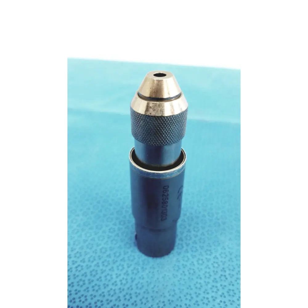 Black and silver metal drill chuck with textured grip for stryker 4100-110 synthes style small drill attachment