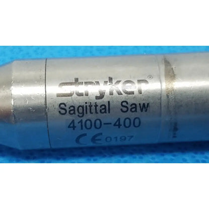 Stryker 4100-400 sagittal saw attachment metallic orthopedic saw with engraved branding for reuse medical purposes