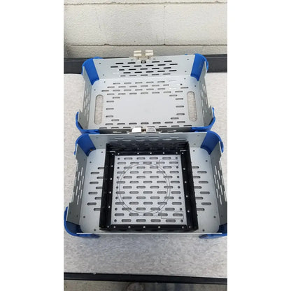Stryker 4300-452-000 cd3 sabo saw sports medicine trauma metal tray in blue and silver with black plastic insert