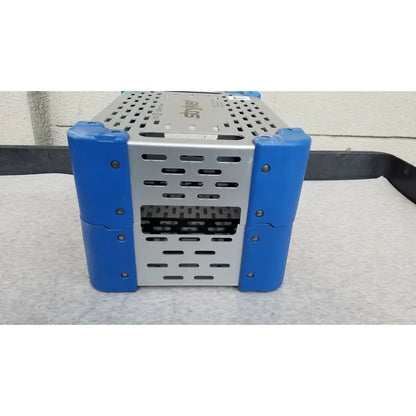 Blue and silver metal cd3 sabo pet carrier with reinforced corners for sports medicine trauma sterilization case
