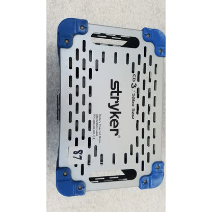 Blue and white stryker cd3 sabo saw sports medicine trauma battery power pack case with perforated design